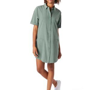 Smartwool merino Casual Button 2 pocket Dress relaxed business casual Green M